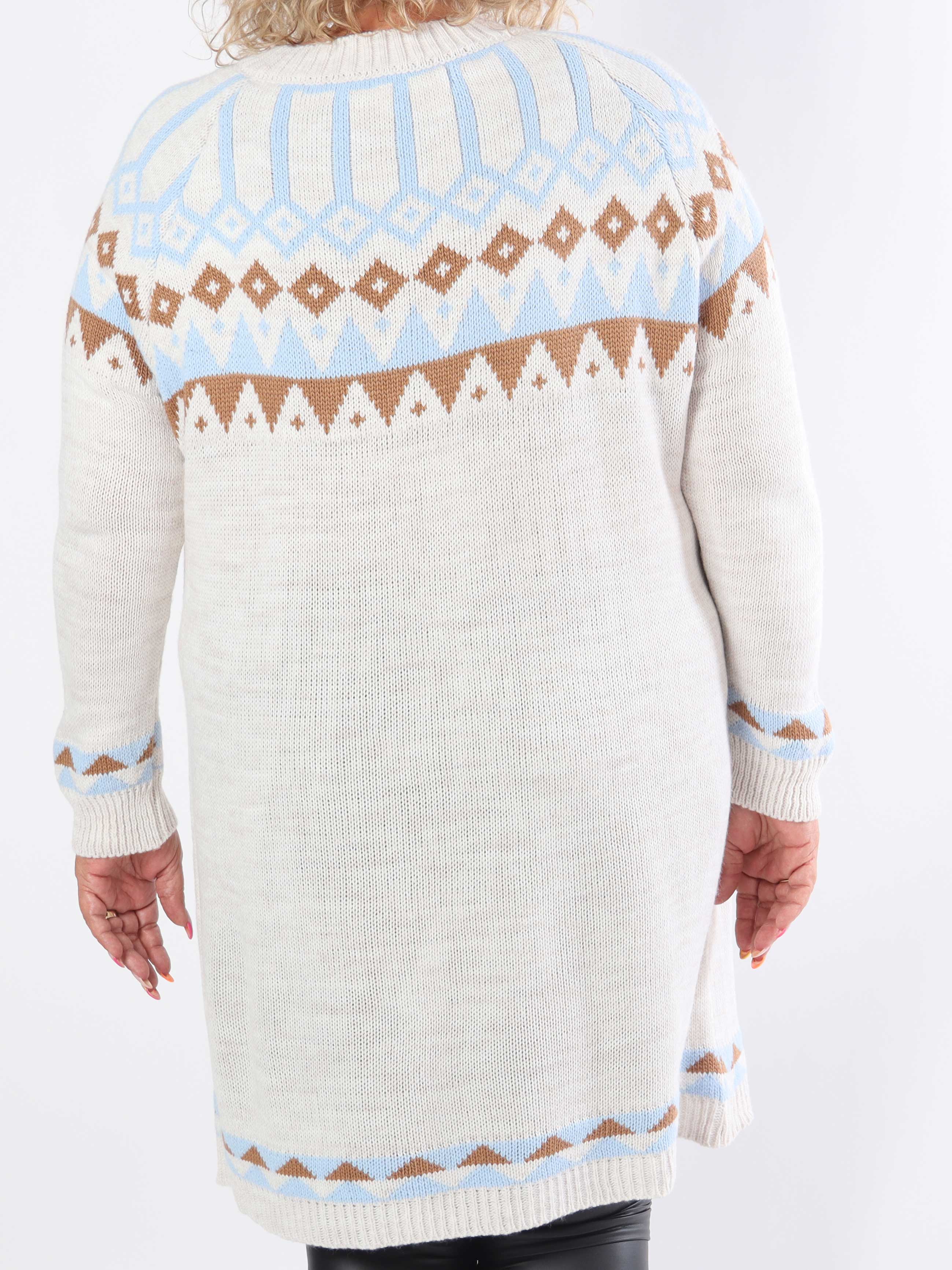 Viola - Strikkjole med flerfarvet mønster